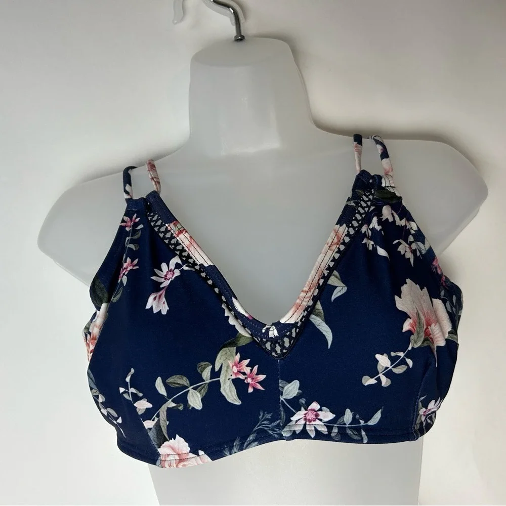 Azura Australia Dark‎ Blue Floral Swim Bra Size 8